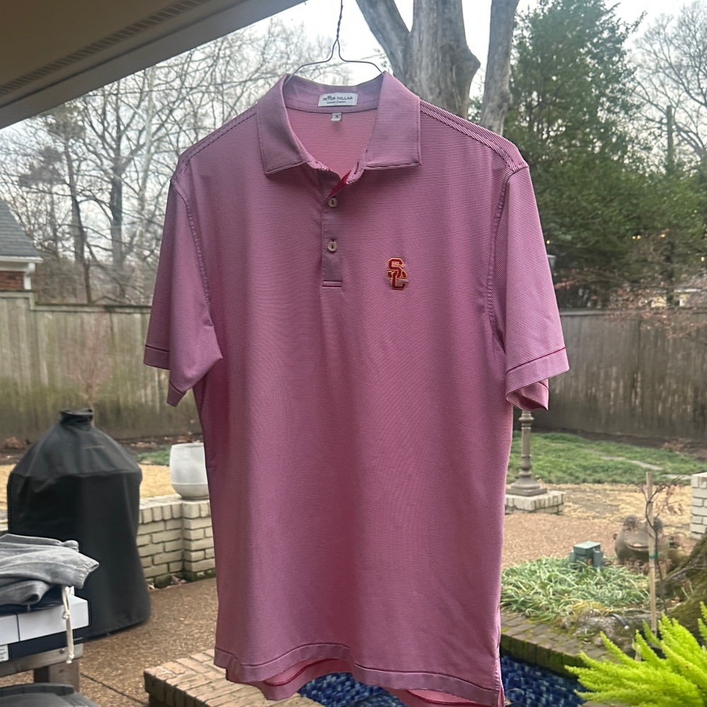 University of Southern California Trojans Peter Millar red striped Polo Shirt